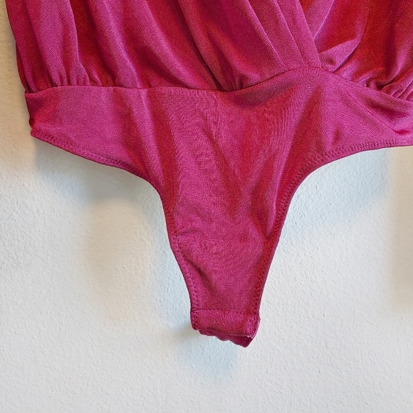 Intimately Free People Metallic Burgundy Turnt Thong Bodysuit Sz S - Picture 3 of 9